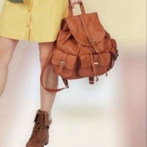 𝅺NEW Justfab Backpack Faux Leather Cognac Brown